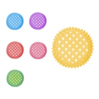 Pirottini cupcake colorati con puntini bianchi da 5,2 cm - Maxi Products - 50 unità