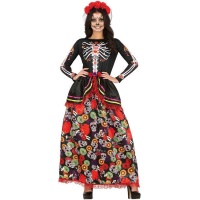 Costume Catrina con fiori e teschi da donna