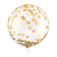 Palloncino orbz trasparente con coriandoli dorati - 40 cm - PartyDeco