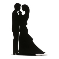 Figura per torta nuziale sagoma di sposo e sposa con bambino 18 cm