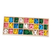 Scatola lettere di legno colorate da 21 cm - 130 unità