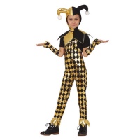 Costume Arlecchino dorato e nero da bambina