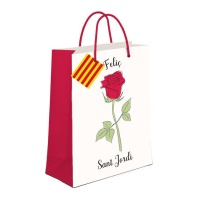 Borsa regalo di 14 x 11,5 x 6,7 cm di Sant Jordi rosa