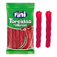 Liquirizia rossa intrecciata con ripieno di fragola - Fini - 125 gr