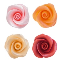 Figure di zucchero colorate da 4 cm effetto perla rosa - Dekora - 16 pezzi.