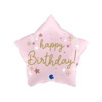 Palloncino Happy Birthday stella rosa 46 cm