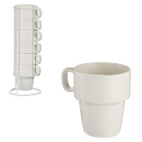 Tazza impilabile da 360 ml con supporto bianco - 6 pezzi.