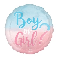 Palloncino tondo Boy or Girl con colori sfumati 43 cm - Anagramma