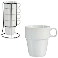 Tazza da 350 ml con supporto nero impilabile - 4 pezzi.