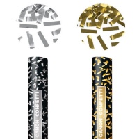 Cannone di coriandoli metallici a due colori da 40 cm