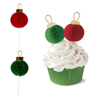 Topper cupcake palline di Natale - Wilton - 12 unità