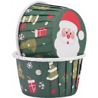 Capsule per cupcakes da 5 cm con albero di Natale - 50 pezzi