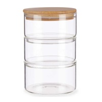 Barattolo impilabile in borosilicato da 0,4 L con coperchio - 3 pz.