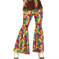Pantaloni a campana hippie multicolore