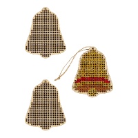 Figura di legno da ricamare a forma di Campana di 8 x 6,4 cm - 3 pezzi