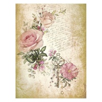 Carta di riso vintage con rose e chiave 29,7 x 42 cm - Artis decor - 1 pz.