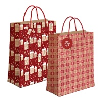 Sacco regalo da 23 x 18 x 10 cm kraft con design nevoso - 1 unità