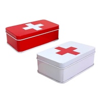 Scatola in metallo 11,5 x 6,5 x 4 cm per kit di pronto soccorso rosso o bianco