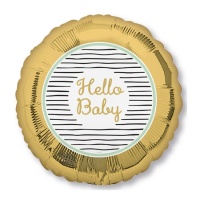Palloncino tondo Hello Baby 43 cm con bordo dorato - Anagramma