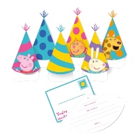 Inviti di Peppa Pig con cappellino - 6 unità