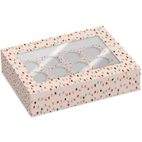 Scatola per 12 cupcakes con luci natalizie - 2 unità
