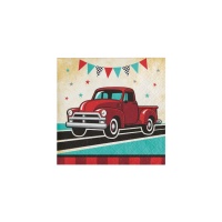 Tovaglioli Vintage Red Truck da 12,5 x 12,5 cm - 16 unità