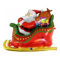 Palloncino 3D Babbo Natale in slitta da 117 cm - Grabo