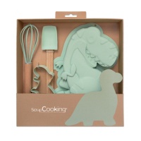 Kit torta dinosauro con utensili 23,5 x 16,5 x 4,5 cm - Scrapcooking - 4 pz.