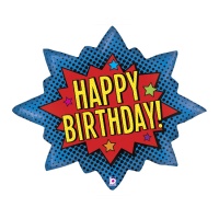 Palloncino stella Happy Birthday Fumetto da 81 cm - Grabo