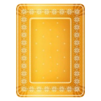Vassoio di Natale rettangolare in cartone con ricamo oro 25 x 34 cm - 1 pz.