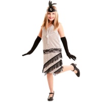 Costume da Charleston anni '20 con piuma nera per ragazza