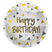 Palloncino Happy Birthday con triangoli 45 cm - Folat