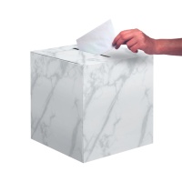 Scatola dei desideri effetto marmo bianco 30,4 x 30,4 x 30,4 cm