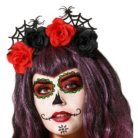Fascia con fiori neri e rossi da Catrina