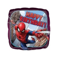 Palloncino quadrato Happy Birthday Spiderman da 43 cm - Anagram