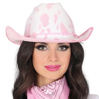 Cappello da cowgirl rosa e bianco