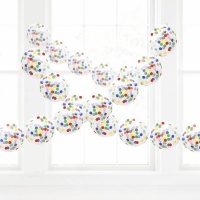 Ghirlanda di palloncini con coriandoli multicolori - Unica - 15 unità