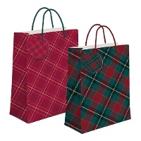 Sacchetto regalo tartan natalizio 45 x 33 x 10 cm - 1 pezzo