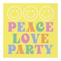 Tovaglioli Peace Love Party Hippie 16,5 x 16,5 cm - 16 pezzi.