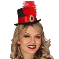 Mini cappello steampunk con piume rosse