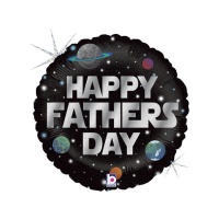 Palloncino spaziale rotondo con messaggio Happy Fathers Day 46 cm - Grabo