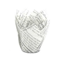 Capsule di carta a tulipano con design a giornale per muffin - Pastkolor - 24 unità