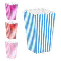 Scatola per popcorn a strisce bianche da 15 cm - 3 pezzi.