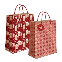 Borsa regalo di 14 x 11,5 x 6,7 cm in carta kraft con motivo nevoso - 1 unità
