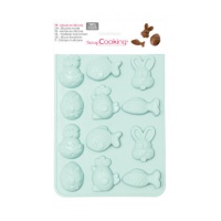 Stampo in silicone per figurine di Pasqua 20,4 x 14,4 x 1,5 - Scrapcooking - 12 cavità