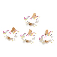 Mollette decorative unicorno galoppante da 3,5 cm - 4 unità