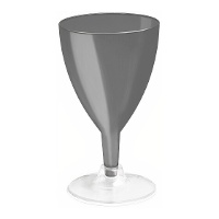 Coppa di 170 ml in plastica nera con piede trasparente per vino - 3 pezzi
