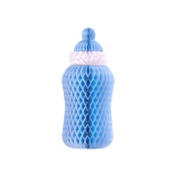 Decorazione verticale nido ape a forma di biberon azzurro 30 cm