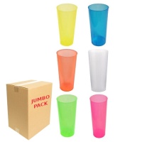 Bicchieri di plastica colorati riutilizzabili da 300 ml in tubi di colori assortiti - 420 pezzi.