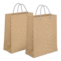 Sacchetto regalo kraft 32 x 26 x 10 cm con stelle - 1 pz.